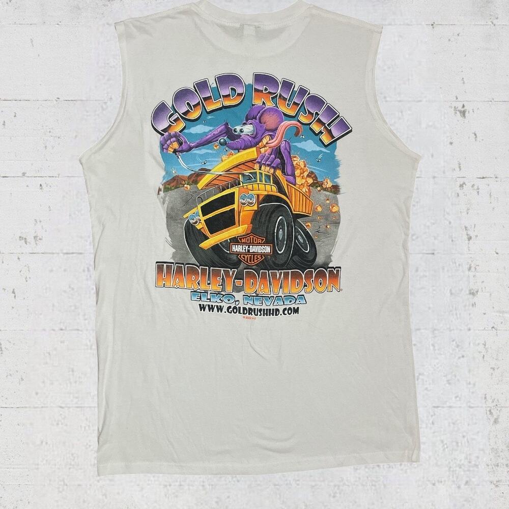 Harley-Davidson Elko Nevada Gold Rush Muscle T Size L Motorcycle Gold Mine